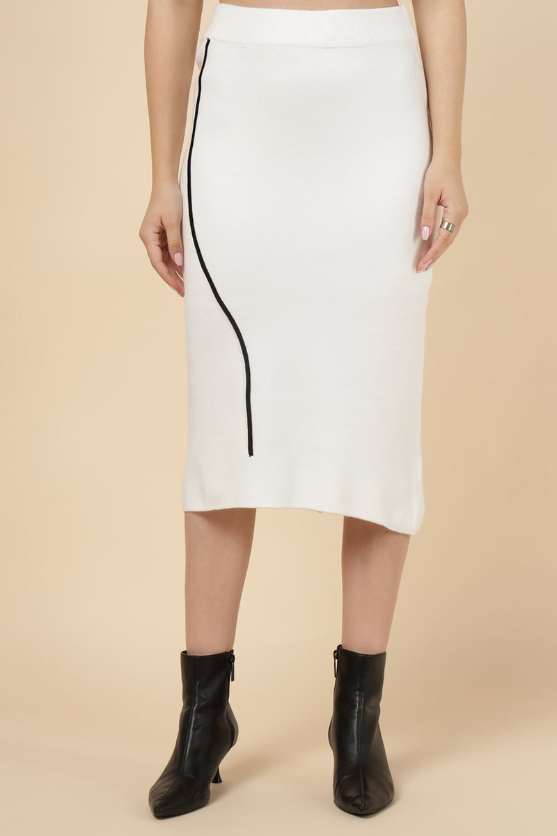 White Knit Top and Midi Pencil Skirt Co-ord Set