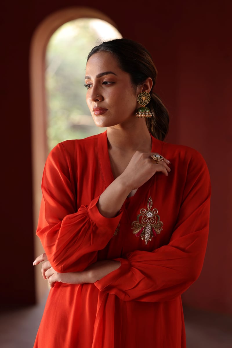 Georgette Red Co-Ord Set