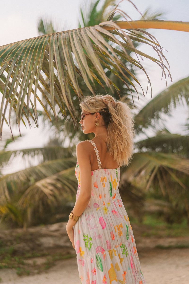 White Printed Tiered Strappy Maxi Dress