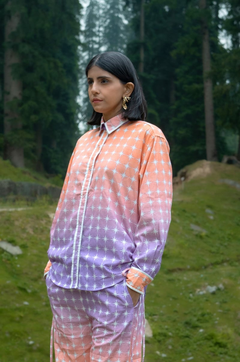 Ombre Starburst Shirt and Wide-Leg Trouser Co-ord Set