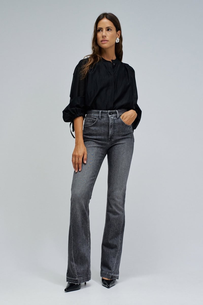 Black High-Rise Flared Jeans
