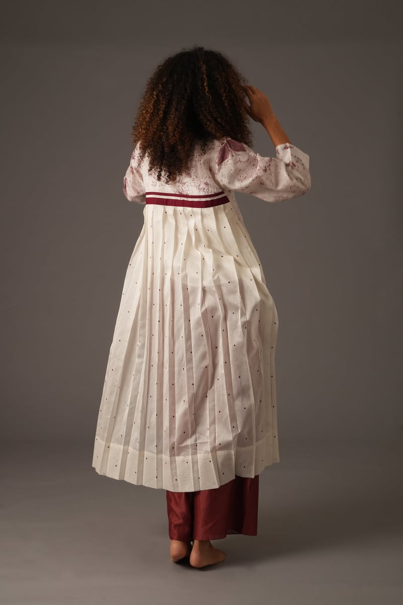 Maroon Chanderi Silk Printed Kurta and Pant Co-ord Set