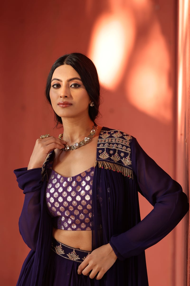 Purple Chanderi Dhoti Set