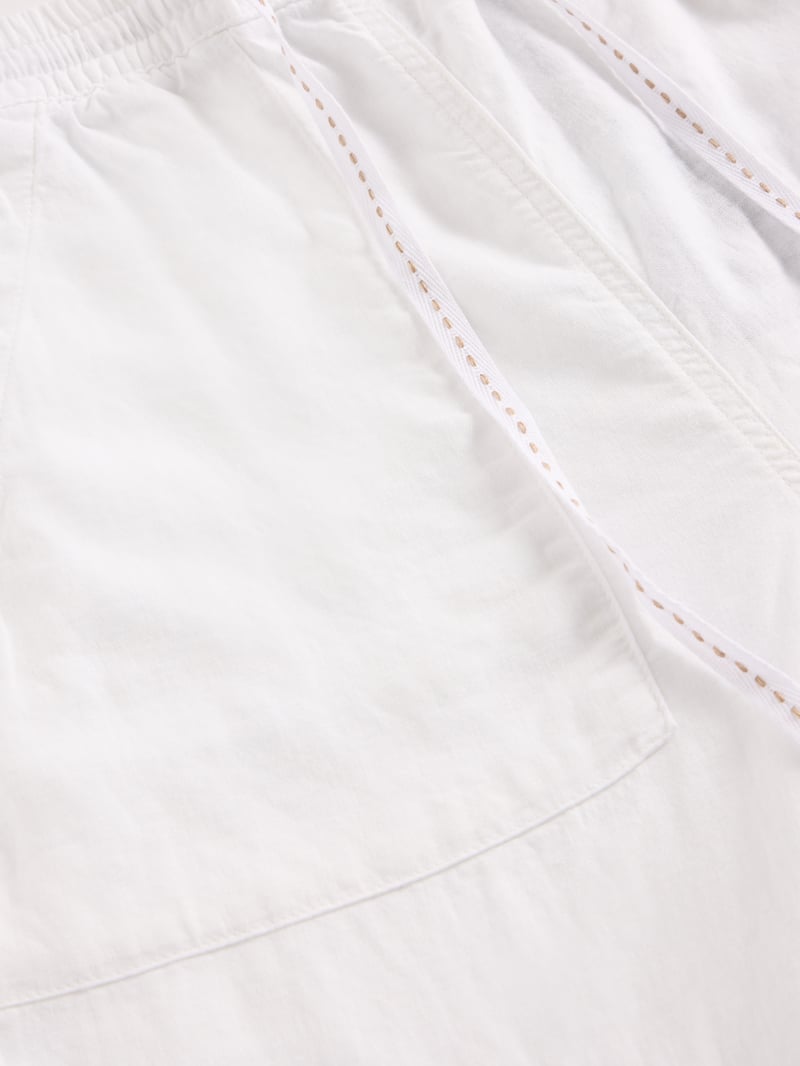 Brilliant White Linen-Blend Drawstring Straight-Leg Trousers