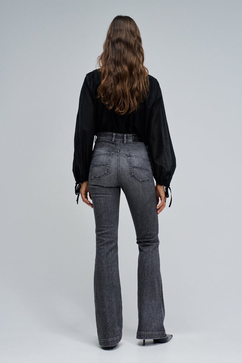 Black High-Rise Flared Jeans