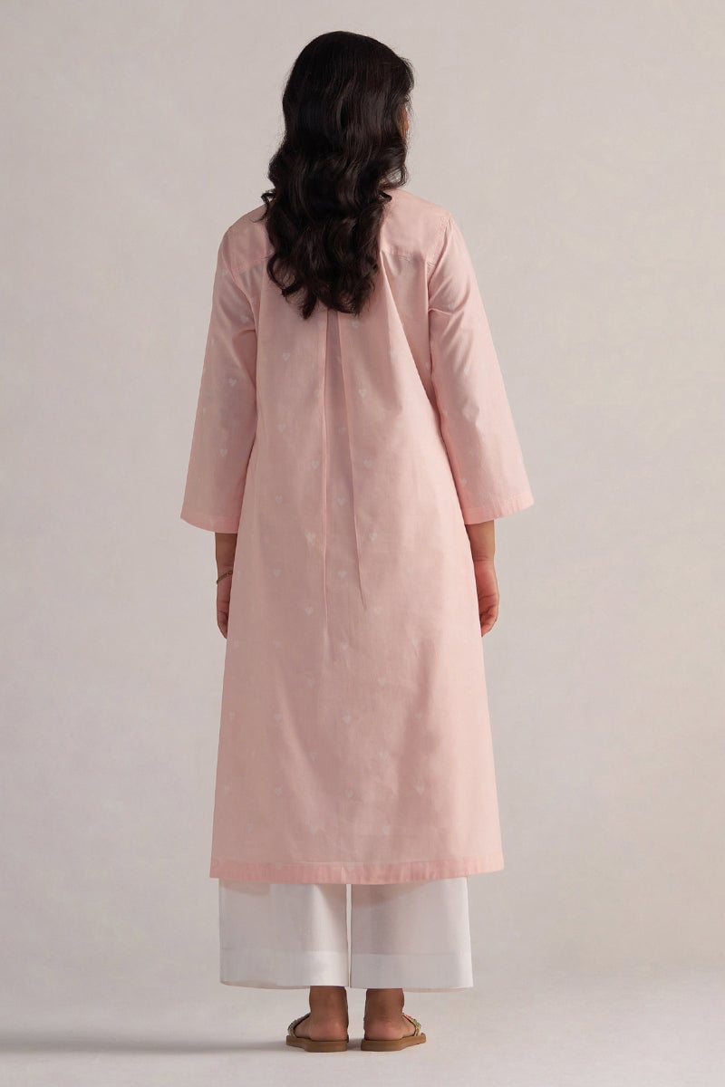 Soft Lotus Pink Cotton Kurta and White Co-ord Set
