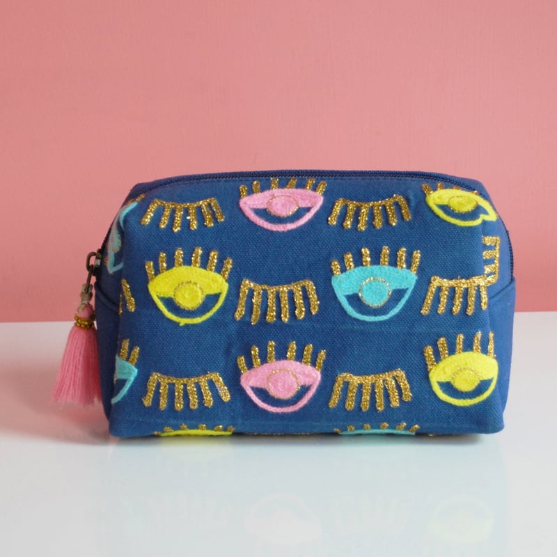 Makeup Pouch- Evil Eye Blue