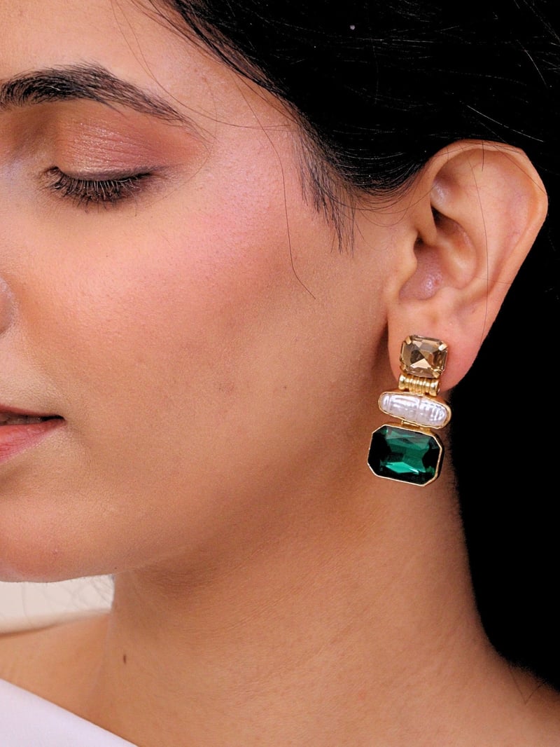 Mrinal Brass Earrings for Women 18K Gold Plated