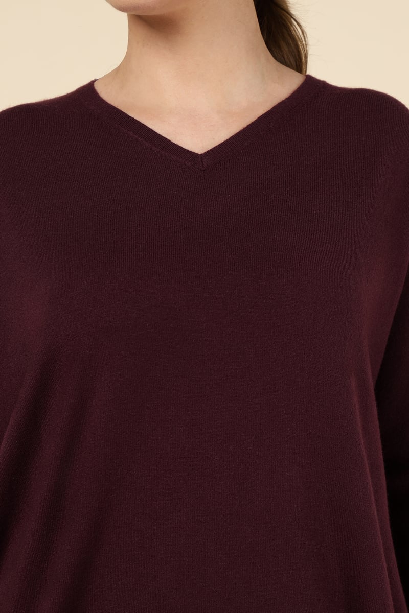 Bordo V-Neck Longline Relaxed Fit Sweater