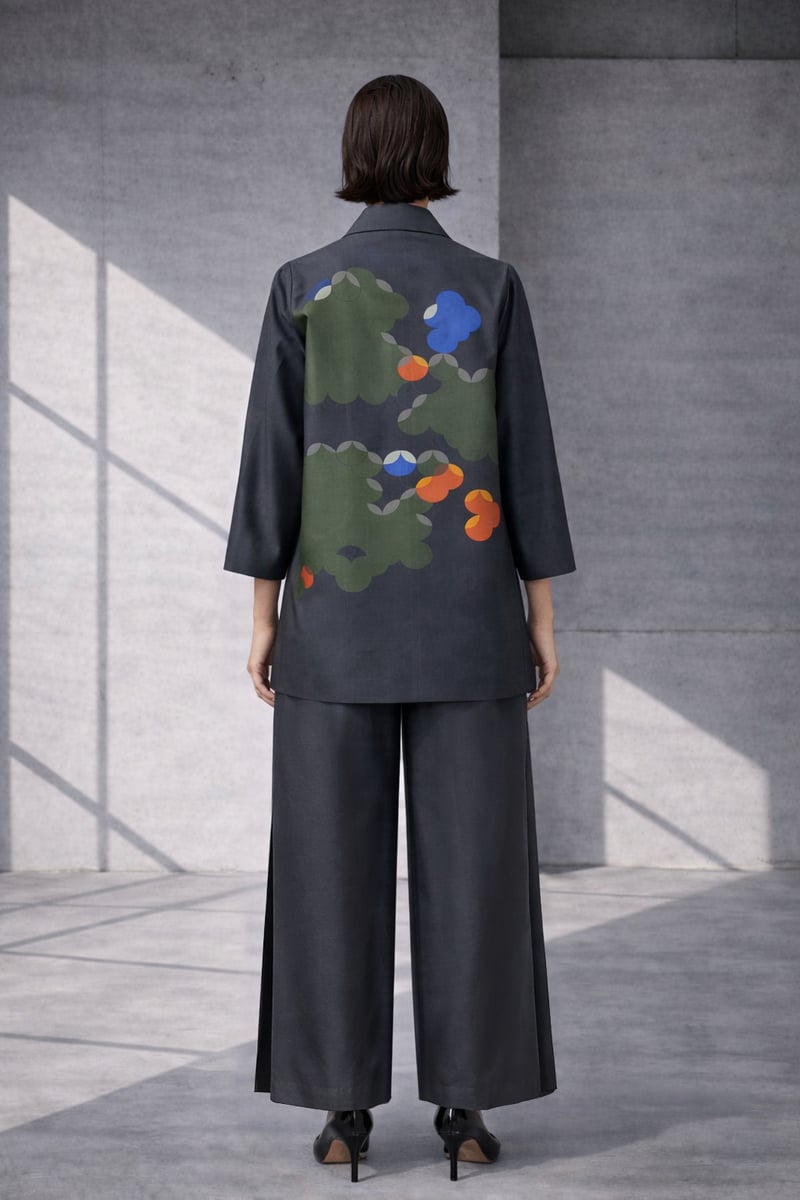 Mizu Charcoal Grey Mid-Length Jacket Set