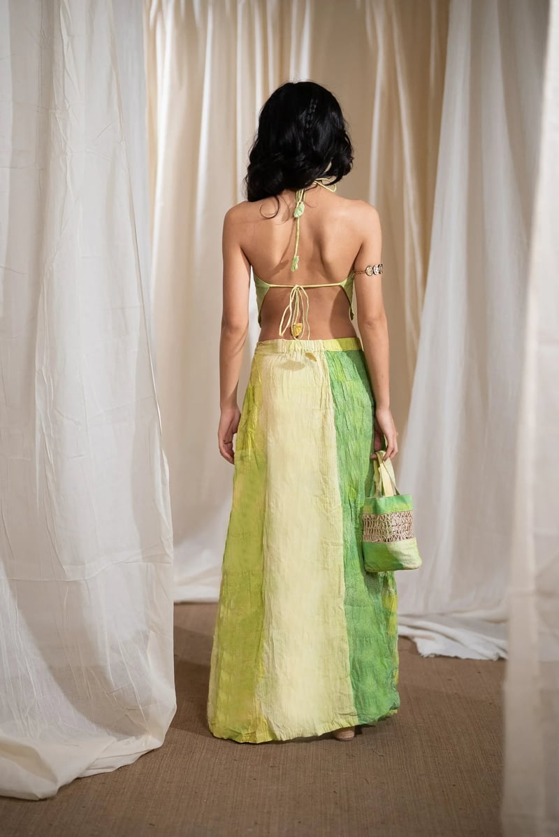 Button Down Crinkled Long Skirt