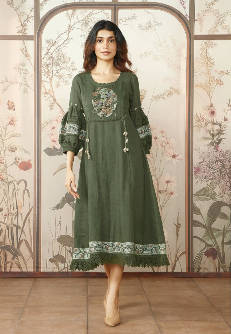 Mosaic Floral Bed Of Roses Dress