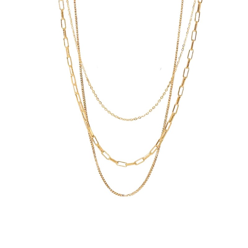 Triple Layered Snake Paperclip Necklace, Hailey
