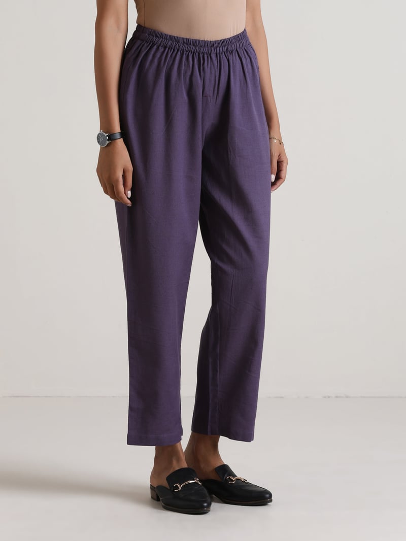 Plum Purple Relaxed Fit Co-ord Set with Straight Pants