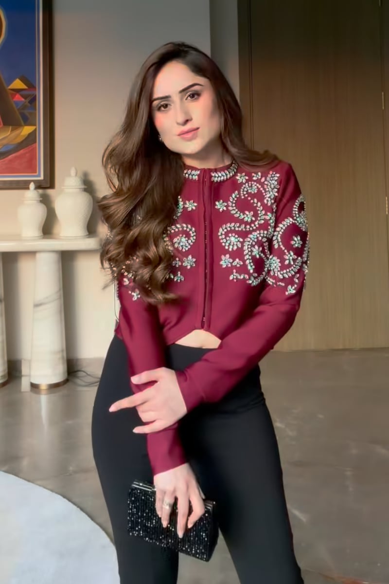 Figure Form Bandage Embellished Knit Jacket