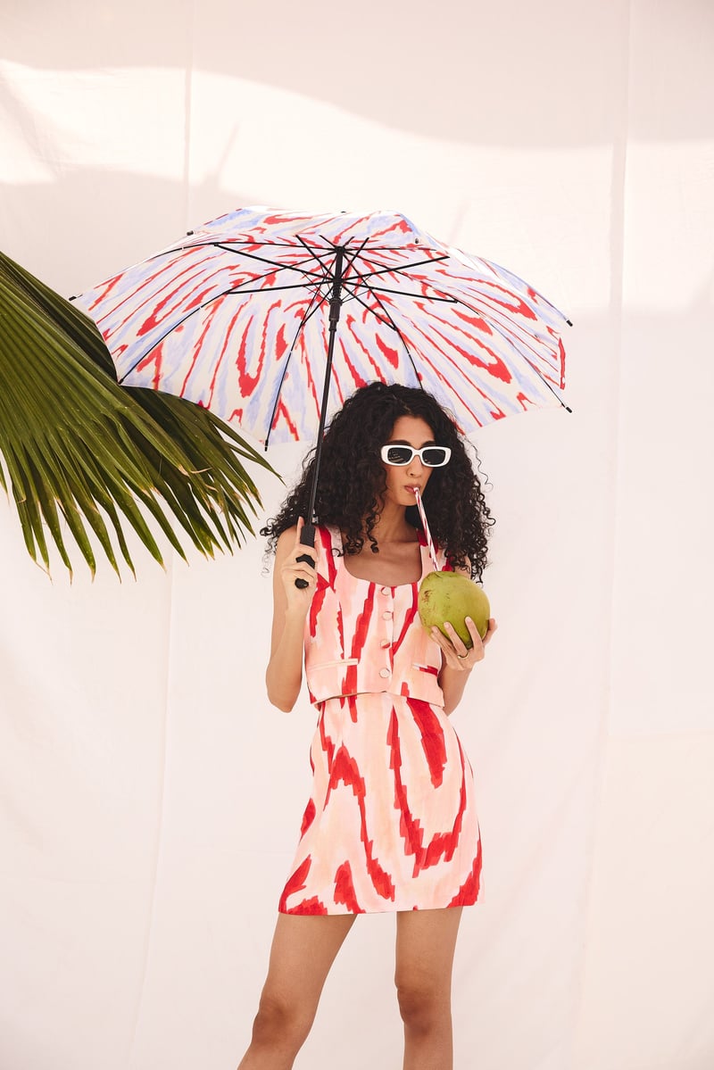 Blush Pink Printed Vest and Mini Skirt Co-ord Set