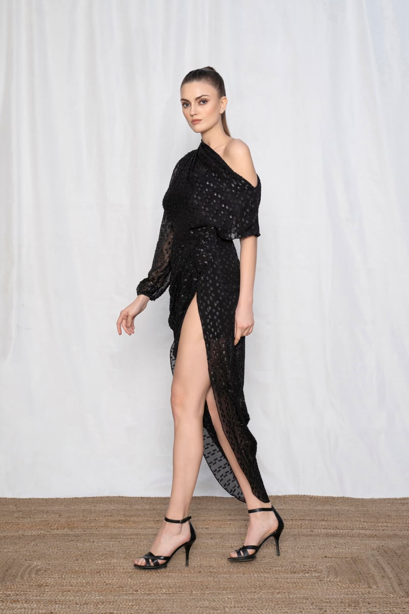 Cowl Black Cocktail Dress