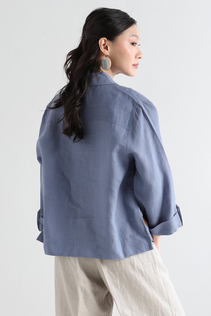 Midblue Zipper Shacket