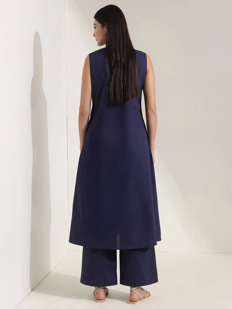 Cotton Trousers - Navy Blue
