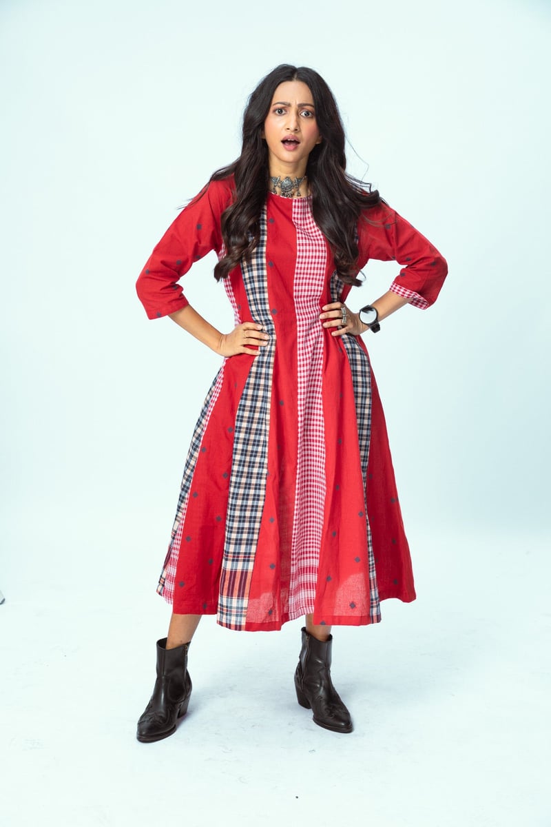 True Red Brick 16 Panelled Dress