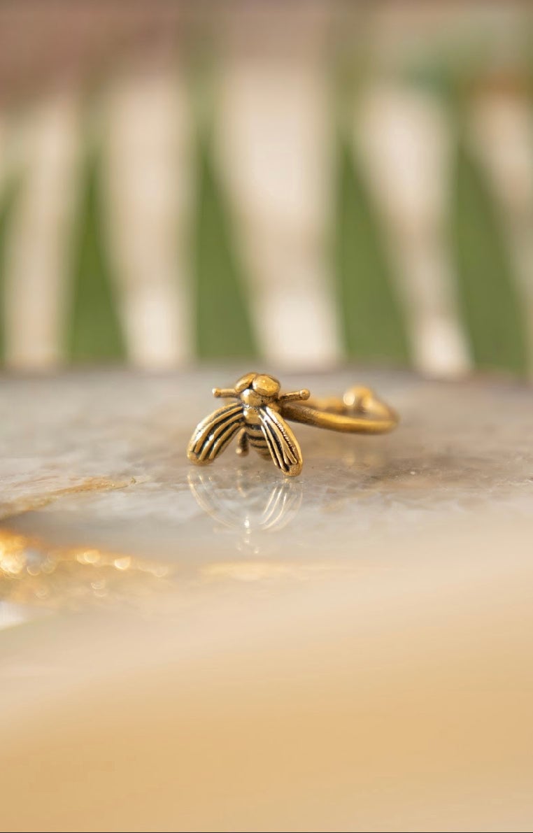Honey Bee Finger And Toe Brass Ring Adjustable Size