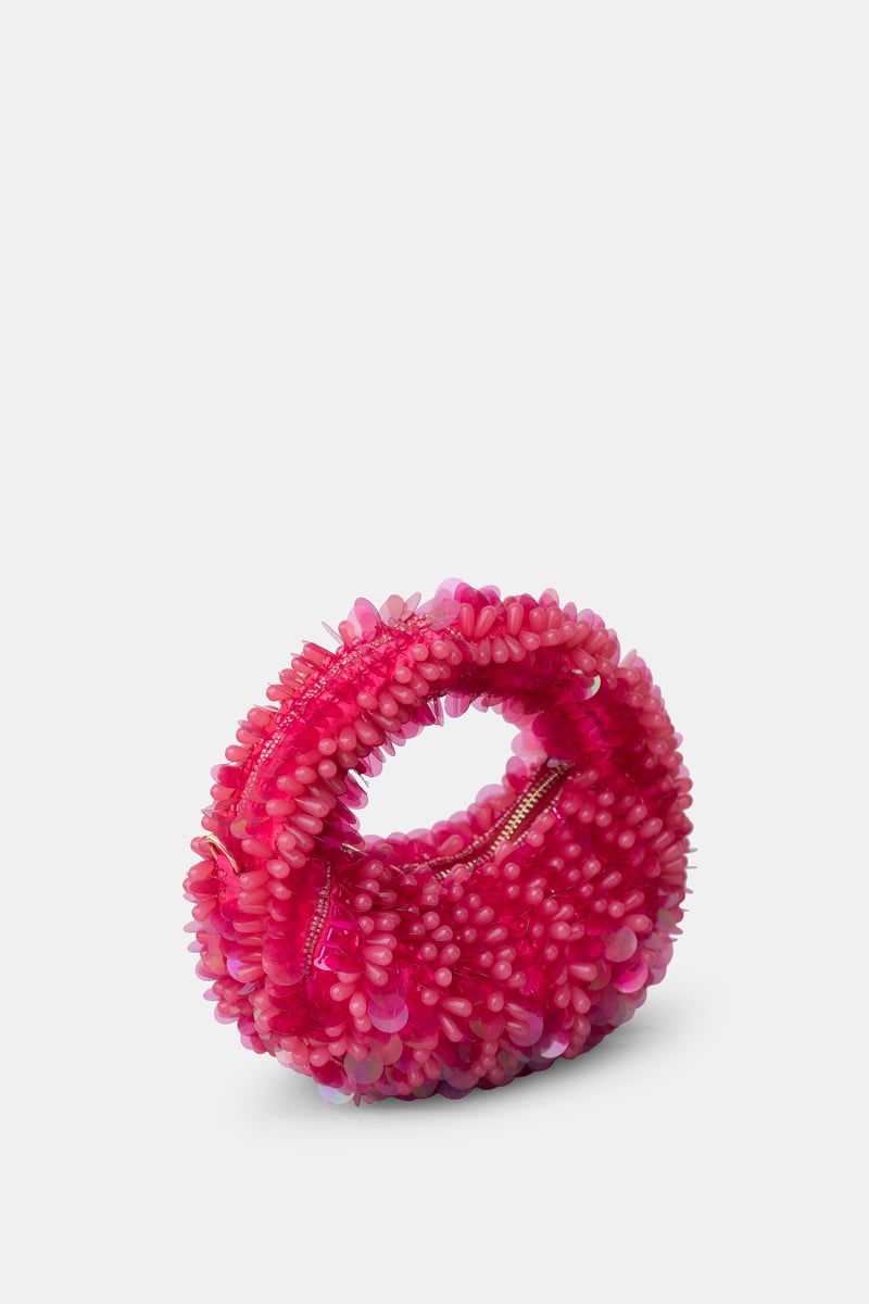 Fuchsia Aura Mini Beaded Bag