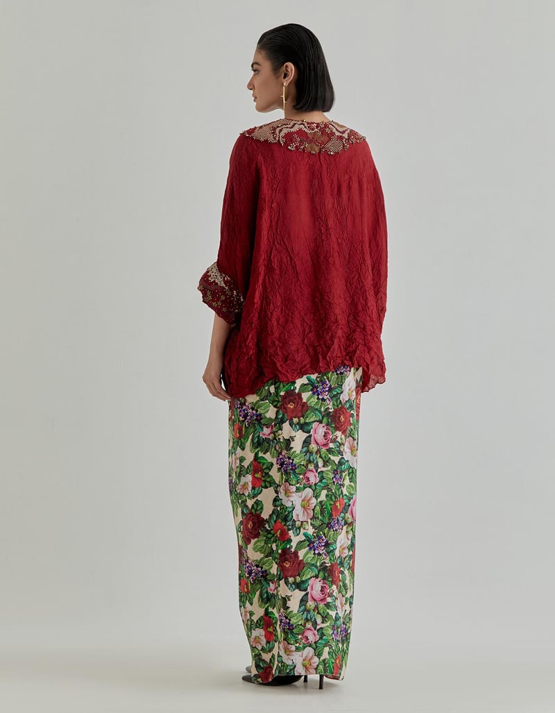 Rosette Nomad Drape Skirt Paired With Poncho Top