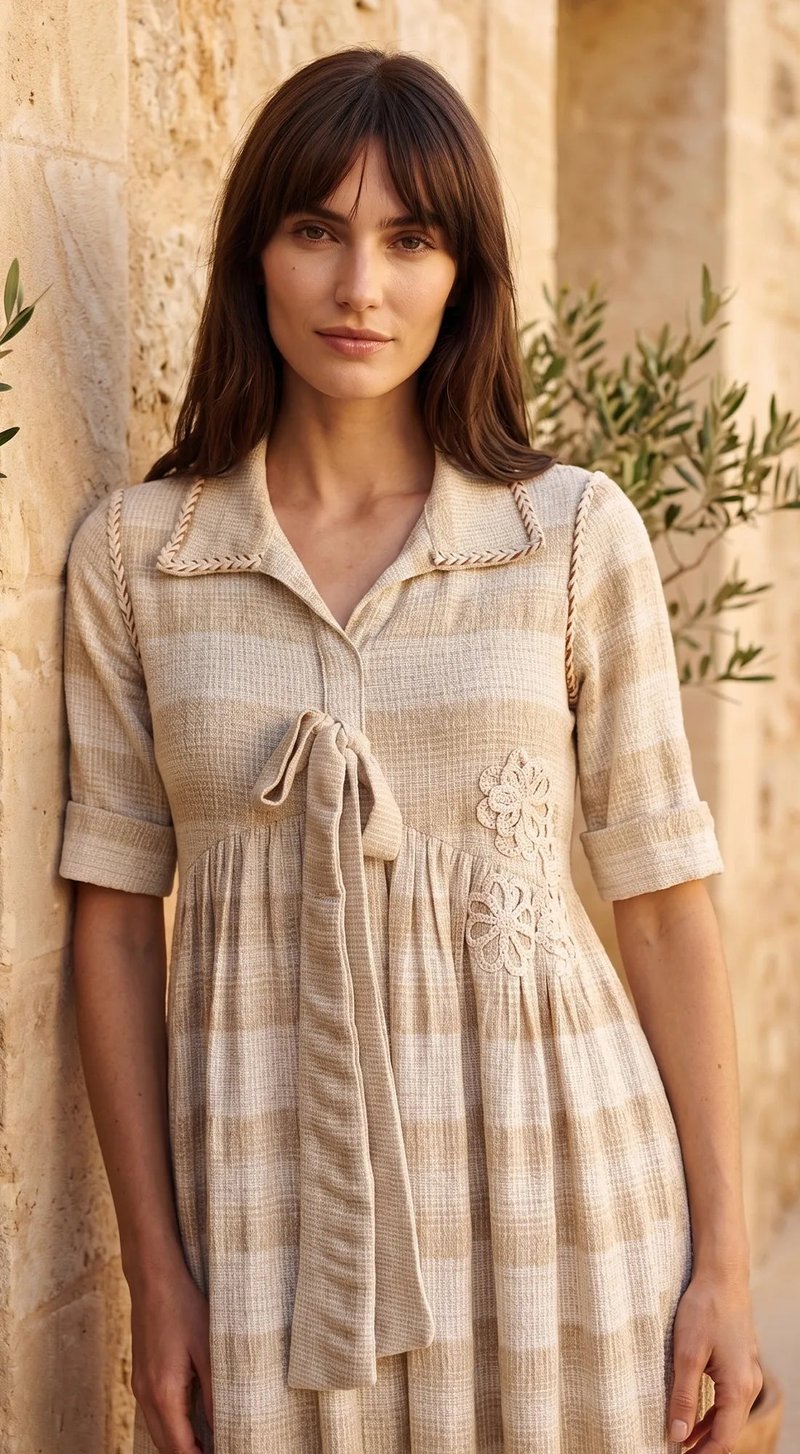Cotton Jute Midi Dress
