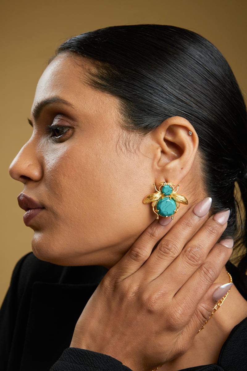 Aqua Bee Earrings