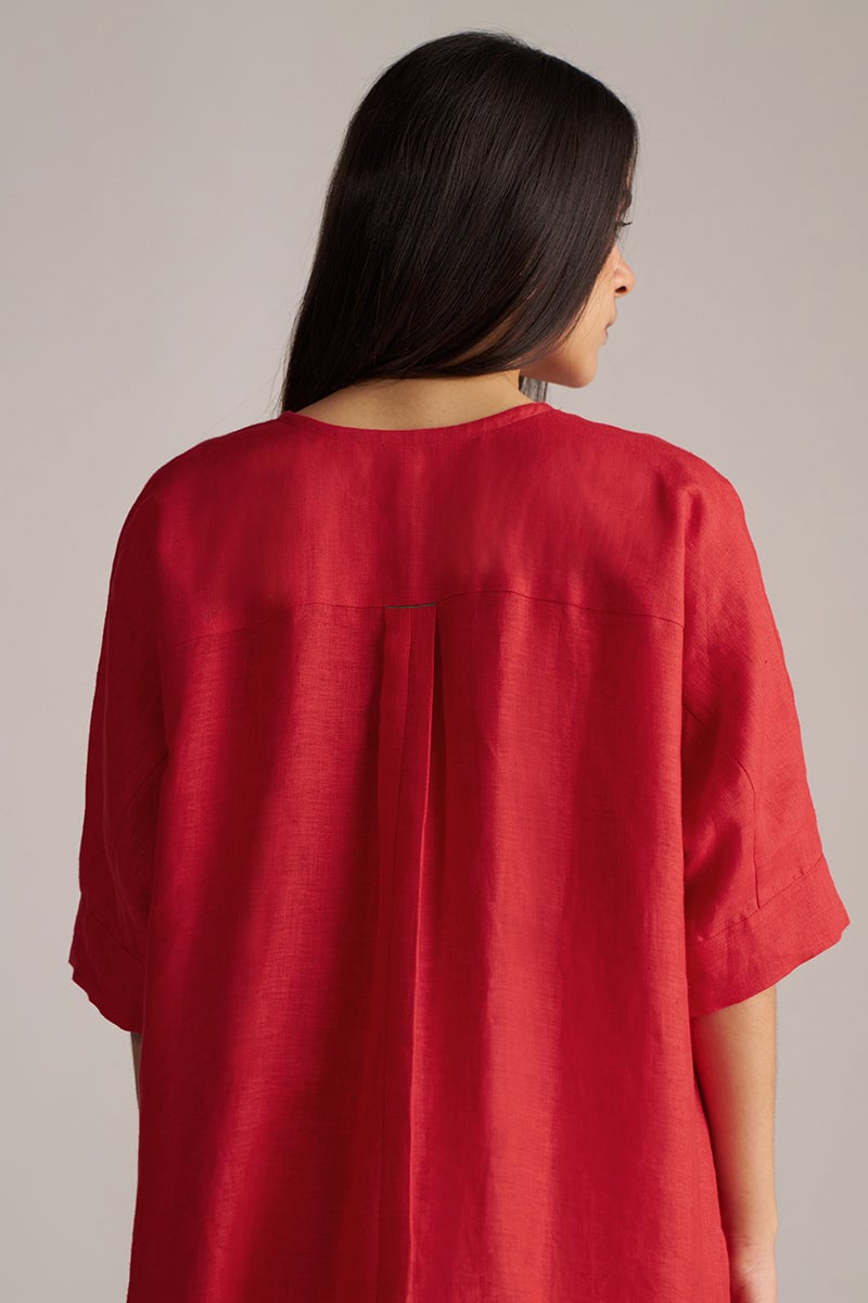 High Risk Red Linen Kurta and Wide-Leg Pants Co-ord Set