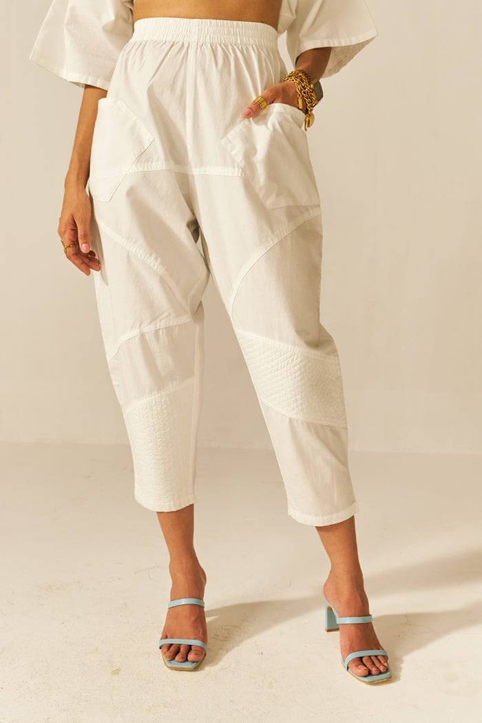White Cotton Poplin Shirt and Tapered Pants Co-ord Set
