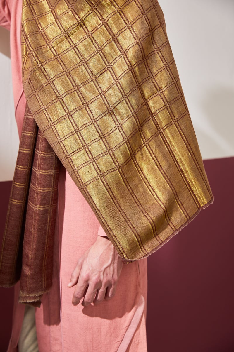 Zari Check Reversibles Pashmina Stole