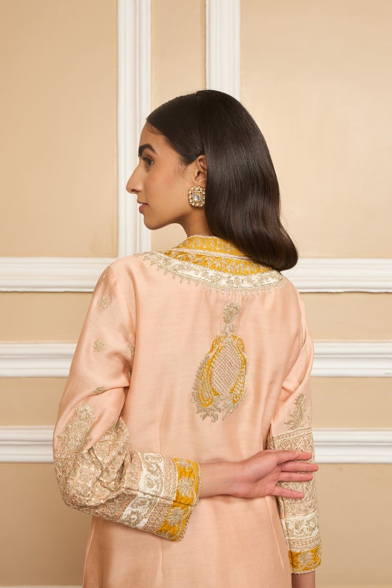 Rose Pink Embroidered Straight Kurta Set with Dhoti