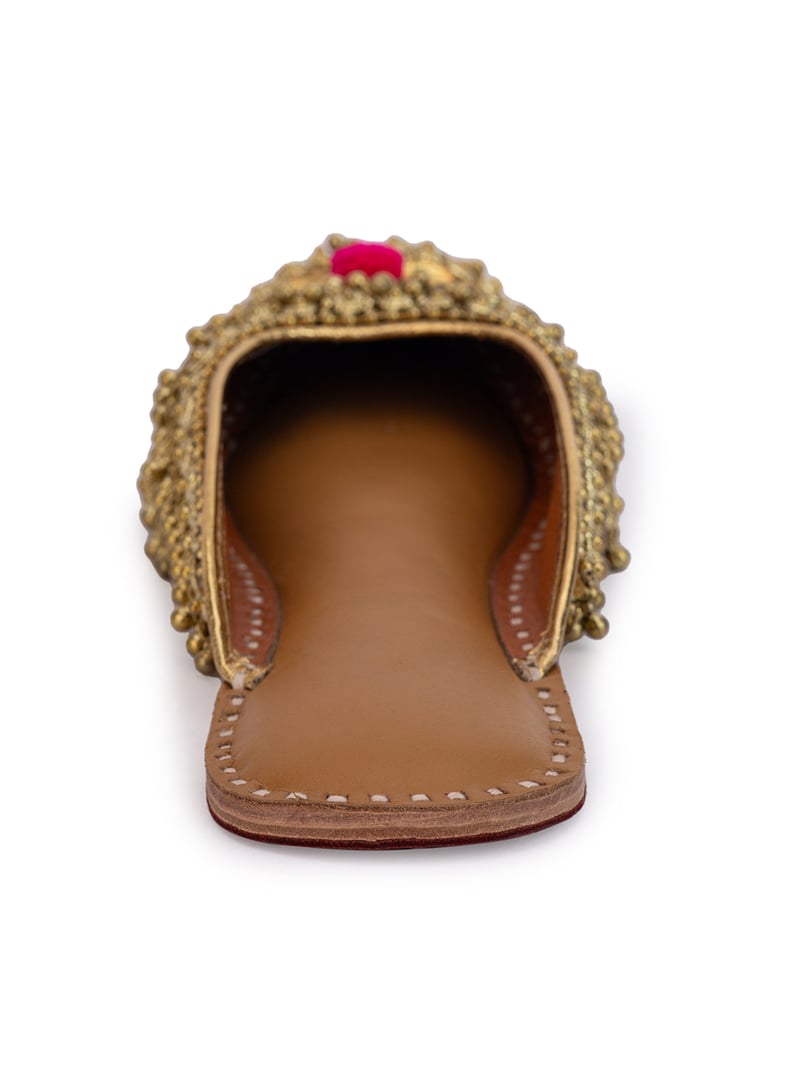 Gold Ghungroo Crown Mule Jutti
