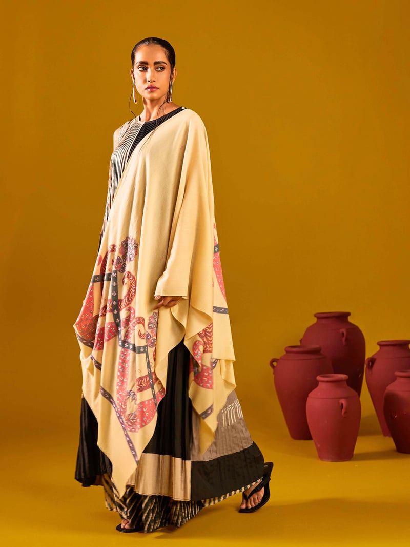Pashmina Kalamkari Border Stole