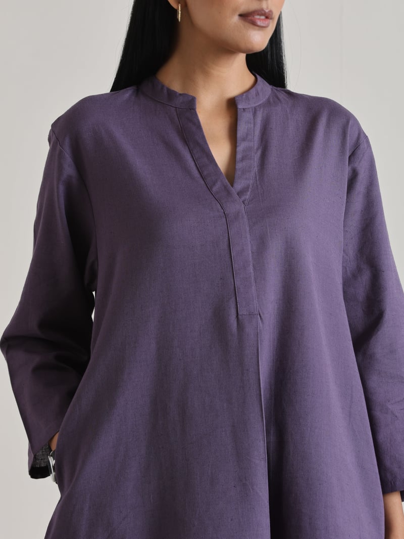 Plum Purple Relaxed Fit Co-ord Set with Straight Pants