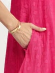 Pink Cotton Jacquard A-Line Asymmetric Hem Kurta