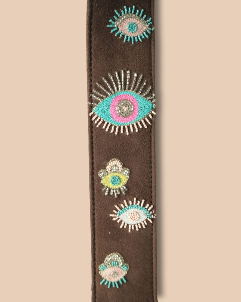 Evil Eye Brown Embroidered Handle - (Only Strap)