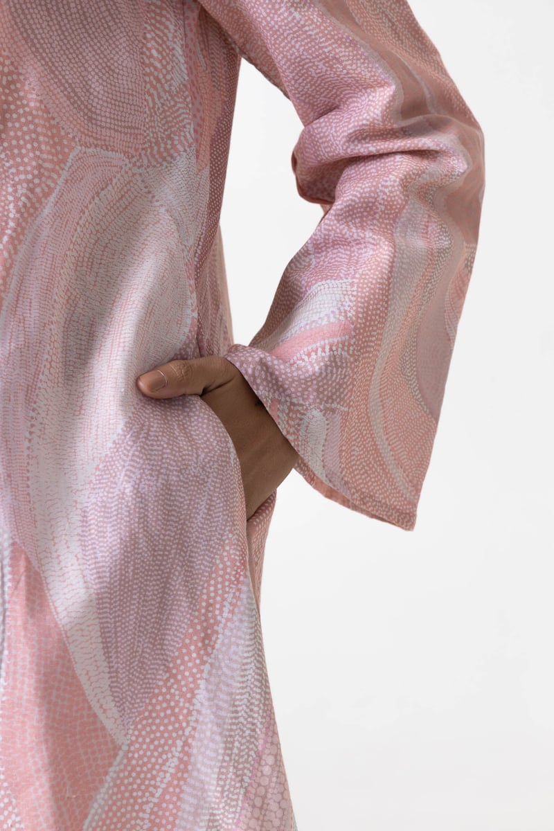 Pink/White Abstract Dot Print A-Line Mini Dress