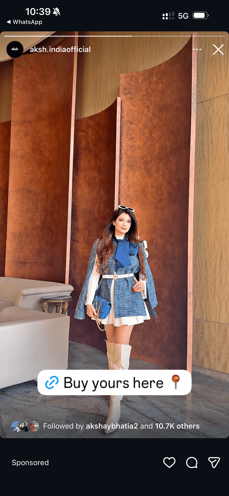 Blue Tweed Cape with 3D Floral Shoulder Detail