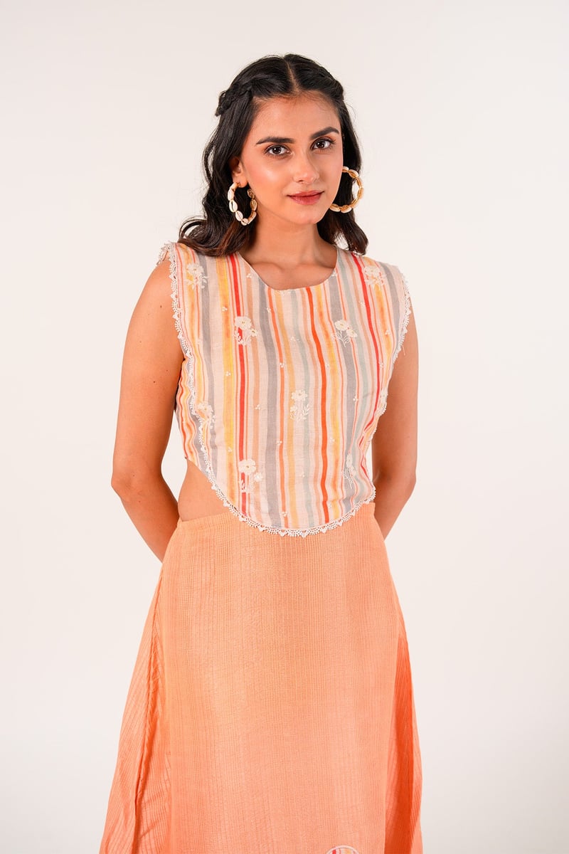 Sunlit Stripes Midi Dress