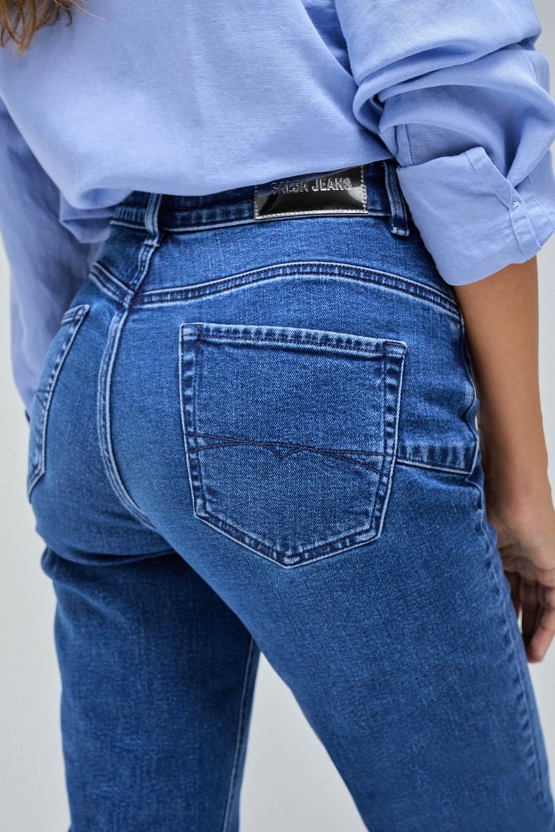 Medium Wash High-Rise Straight-Leg Jeans
