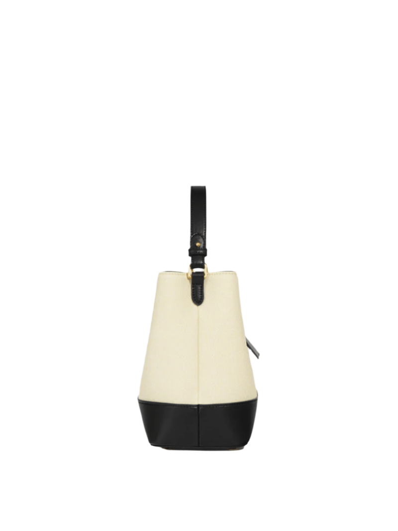 Sylvia- Ladies Leather Bucket Bag Ivory/Black