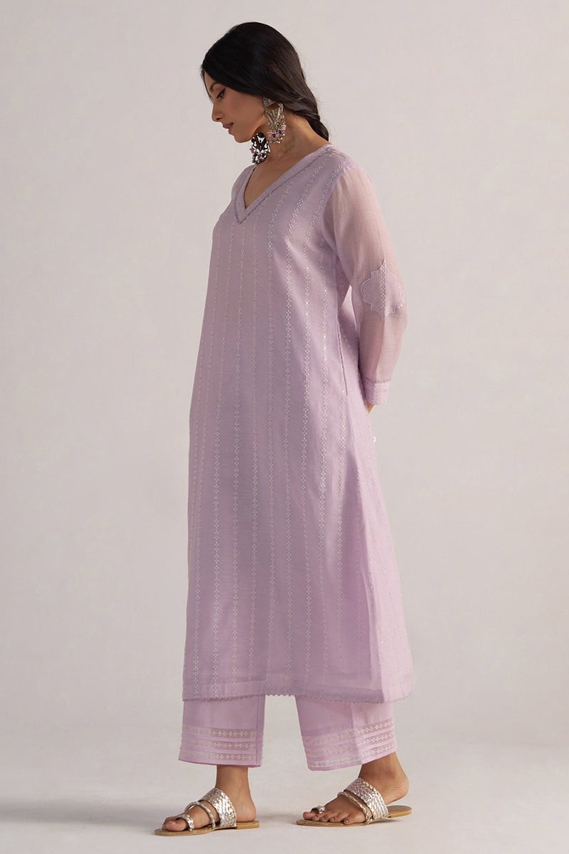 Winsome Orchid Chanderi Kurta and Pant Co-ord Set