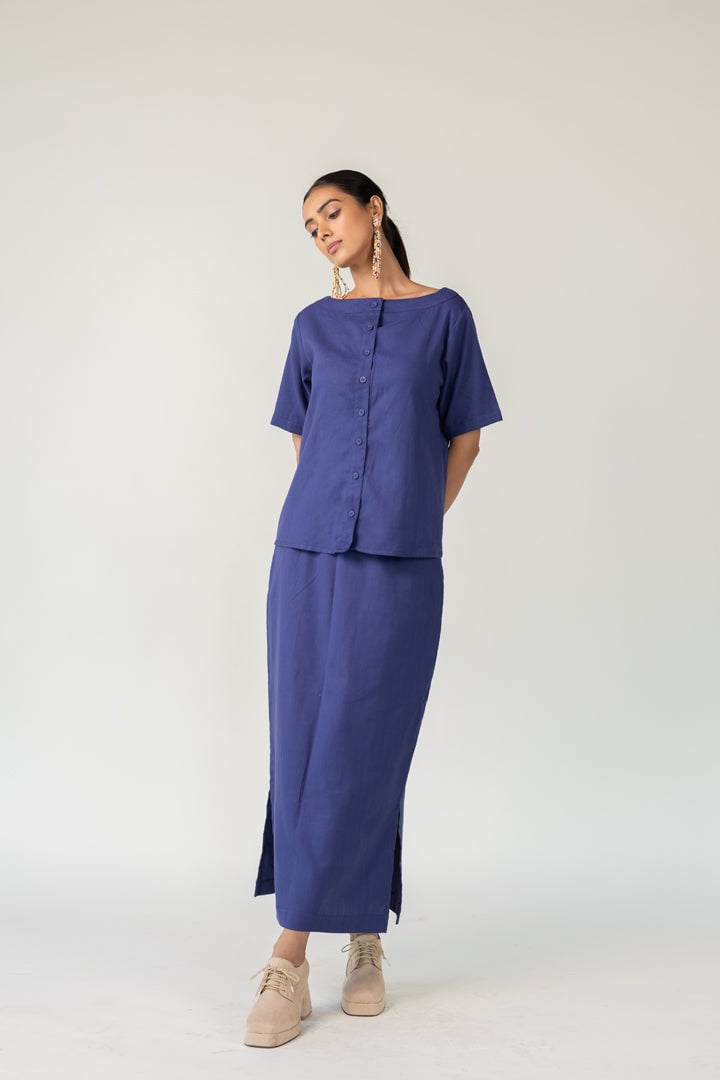 Indigo City-Goer Skirt Set