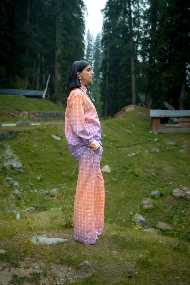 Ombre Starburst Shirt and Wide-Leg Trouser Co-ord Set