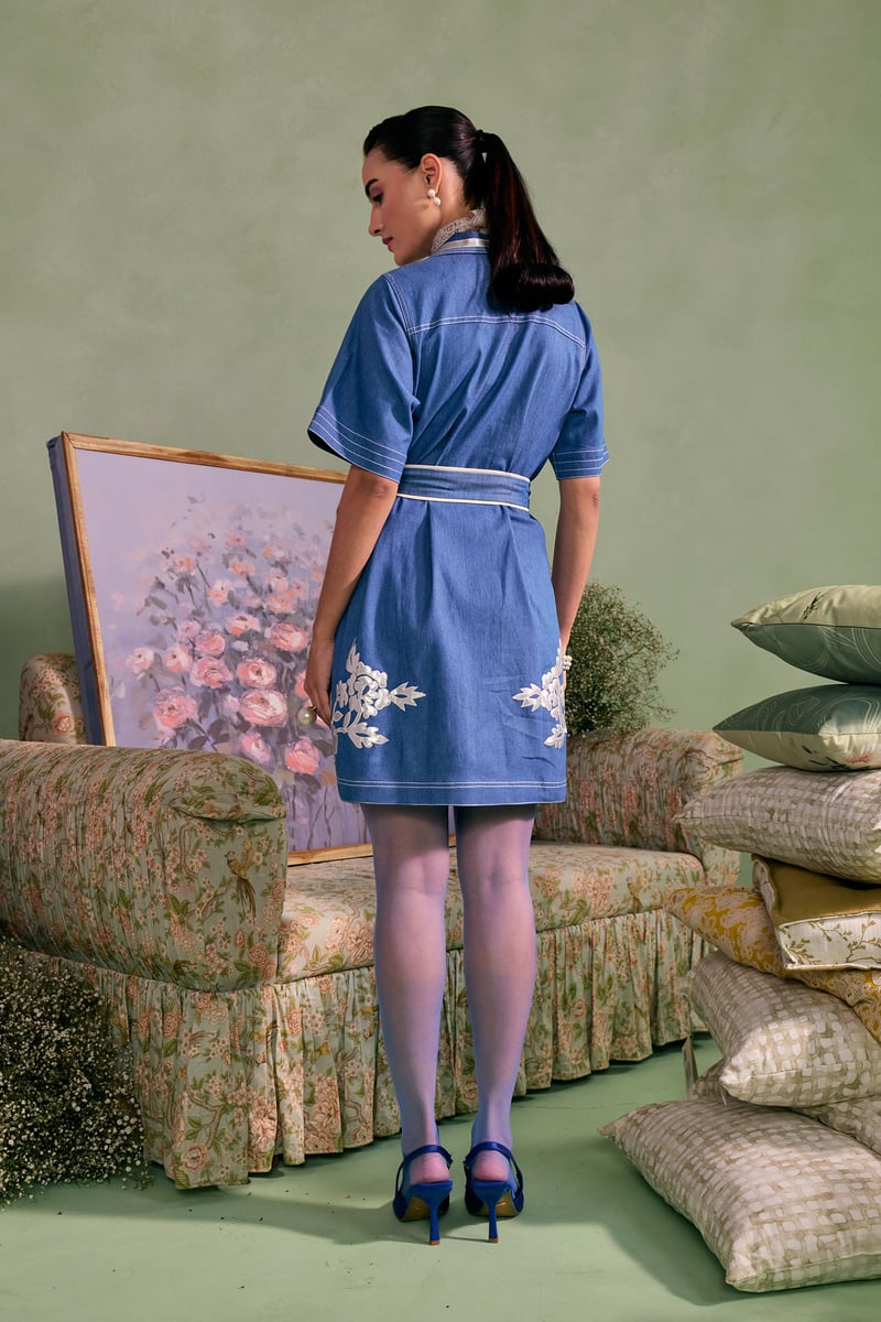 Azure Bloom Patch Dress