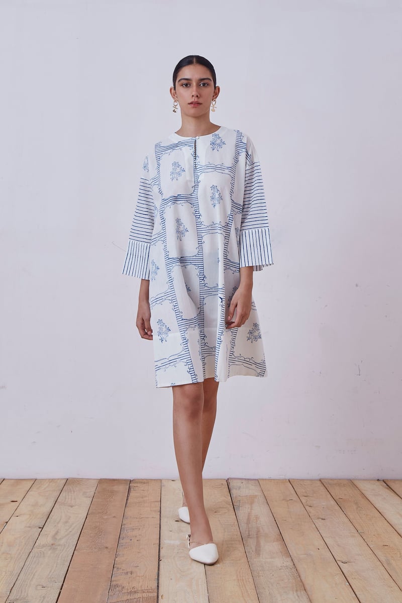 Dalip Blue Hand Printed Dress