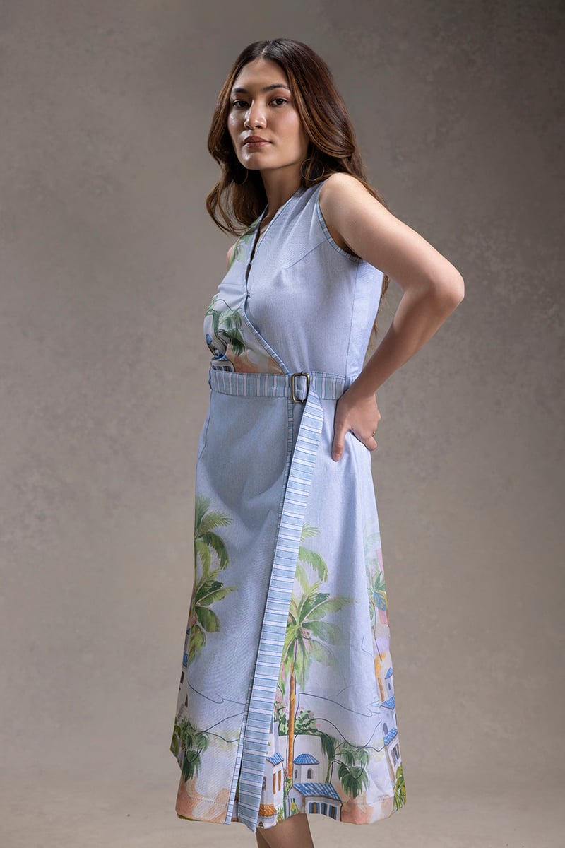 Reviera Printed Overlap A-Line Dress