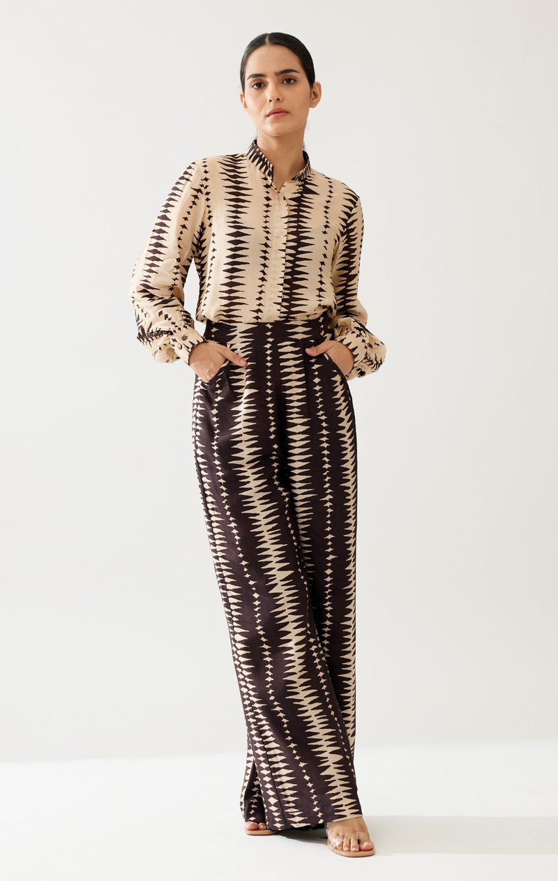 Dark Brown And Cream Pants